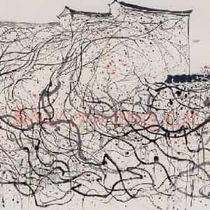 1993年 吴冠中《墙上藤》国画花鸟写意作品图片鉴赏