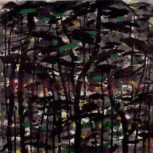 1995年 吴冠中《松林》国画花鸟写意作品图片鉴赏