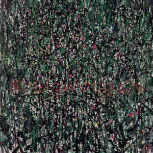 1995年 吴冠中《残红》国画花鸟写意作品图片鉴赏