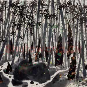 1996年 吴冠中《竹林》国画花鸟写意作品图片鉴赏