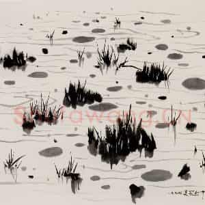 1999年 吴冠中《野草》国画花鸟写意作品图片鉴赏