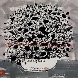 2000年 吴冠中《墨之花》国画花鸟写意作品图片鉴赏