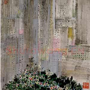 2000年 吴冠中《都市之春》国画综合写意作品图片鉴赏