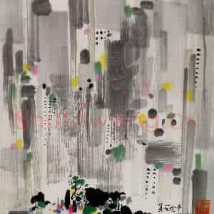 2000年 吴冠中《楼群》国画山水写意作品图片鉴赏