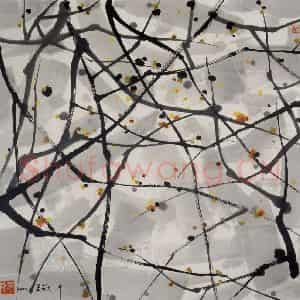 2000年 吴冠中《腊梅》国画花鸟写意作品图片鉴赏