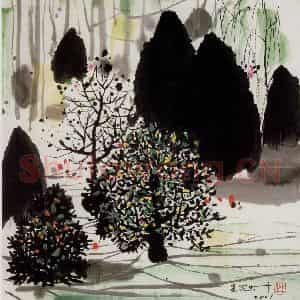 2001年 吴冠中《园》国画山水写意作品图片鉴赏
