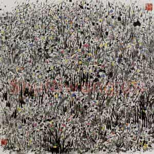 2002年 吴冠中《草花》国画花鸟写意作品图片鉴赏