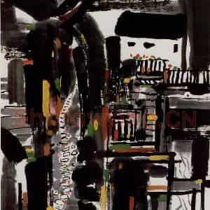 2005年 吴冠中《乌江老街》国画山水写意作品图片鉴赏