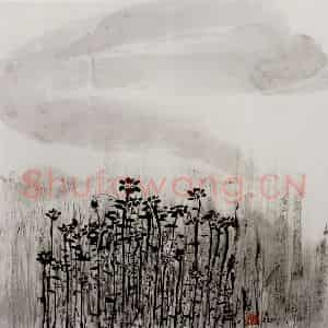 2005年 吴冠中《遗忘之花》国画花鸟写意作品图片鉴赏
