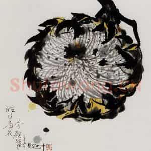 2005年 吴冠中《向日葵》国画花鸟写意作品图片鉴赏