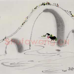 2005年 吴冠中《忆杭州》国画山水写意作品图片鉴赏
