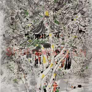 2005年 吴冠中《婆娑》国画花鸟写意作品图片鉴赏