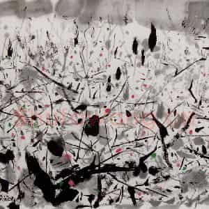 2005年 吴冠中《寻梅》国画花鸟写意作品图片鉴赏