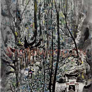 2005年 吴冠中《青城山》国画山水写意作品图片鉴赏