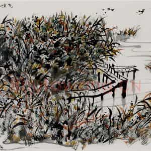 2005年 吴冠中《苇塘难寻》国画花鸟写意作品图片鉴赏