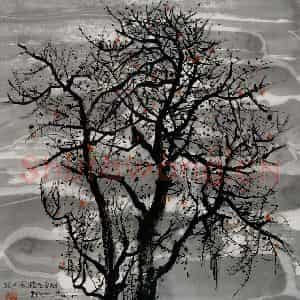 2005年 吴冠中《枣树》国画花鸟写意作品图片鉴赏
