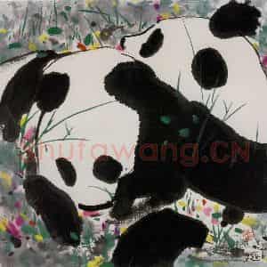 2006年 吴冠中《熊猫》国画花鸟写意作品图片鉴赏
