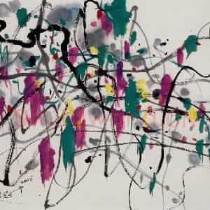 2006年 吴冠中《紫藤》国画花鸟写意作品图片鉴赏