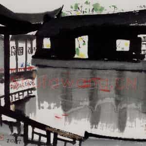 1997年 吴冠中《故园故人总相恋》国画山水写意作品图片鉴赏