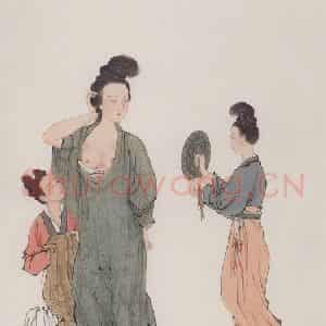1984年 刘凌沧《贵妃出浴》国画人物作品图片鉴赏