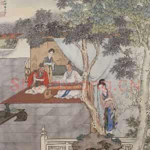 1984年 刘凌沧《文君听琴》国画人物作品图片鉴赏