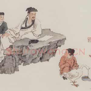 1987年 刘凌沧《羲之爱鹅图》国画人物作品图片鉴赏