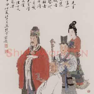 1988年 刘凌沧《髙爵进谏图》国画人物作品图片鉴赏