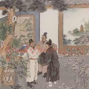 1988年 刘凌沧《阿部仲麻吕来华学经》国画人物作品图片鉴赏