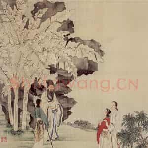 1932年 刘凌沧《捧腹东坡》国画人物作品图片鉴赏