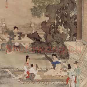 1934年 刘凌沧《箜篌图》国画人物作品图片鉴赏