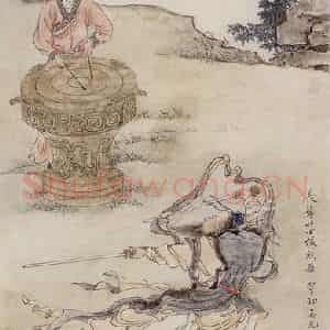 40年代 刘凌沧《长髯壮士拔剑舞》国画人物作品图片鉴赏