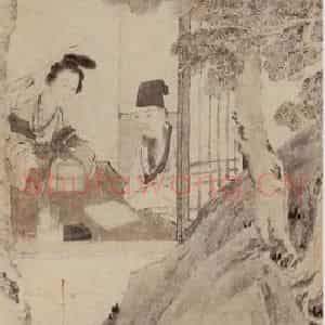 1943年 刘凌沧《康城诗婢图》国画人物作品图片鉴赏