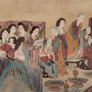 1955年 刘凌沧《剃度图》国画人物作品图片鉴赏