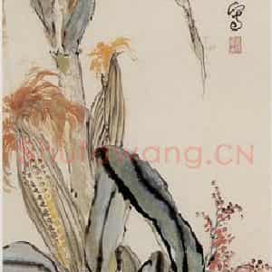 1972年 吴茀之《红蓼花开报好秋》国画花鸟作品图片鉴赏