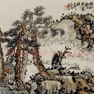 吴茀之《闭户读书图》国画花鸟作品图片鉴赏