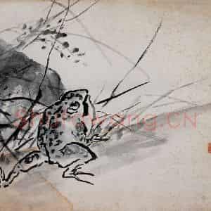吴茀之《蛤蟆图》国画花鸟作品图片鉴赏