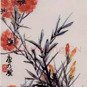 吴茀之《康乃馨》国画花鸟作品图片鉴赏