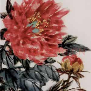 吴茀之《芍药图》国画花鸟作品图片鉴赏