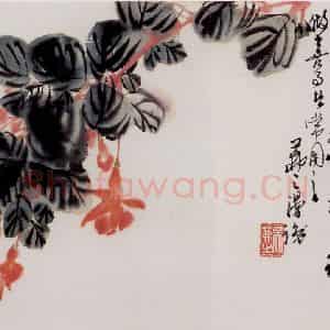 吴茀之《海棠花》国画花鸟作品图片鉴赏
