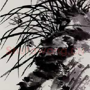 1933年 吴茀之《空谷春深》国画花鸟作品图片鉴赏