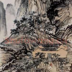 1934年 吴茀之《万寿胜景》国画山水作品图片鉴赏