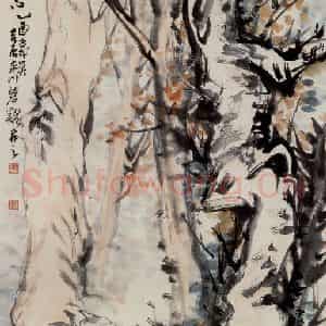 1945年 吴茀之《霜林红叶》国画花鸟作品图片鉴赏