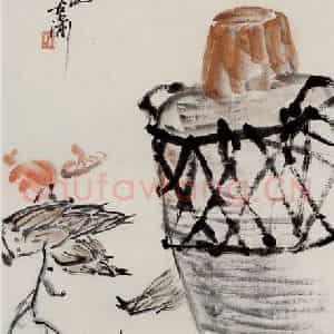 1945年 吴茀之《白日放歌须纵酒》国画花鸟作品图片鉴赏