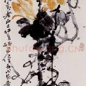 1945年 吴茀之《种瓜得瓜》国画花鸟作品图片鉴赏