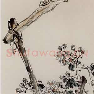 1946年 吴茀之《鸡菊图》国画花鸟作品图片鉴赏