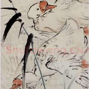 1947年 吴茀之《双鹅》国画山水作品图片鉴赏