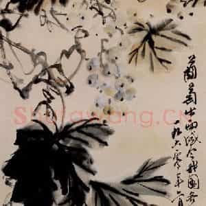 1960年 吴茀之《葡萄》国画花鸟作品图片鉴赏