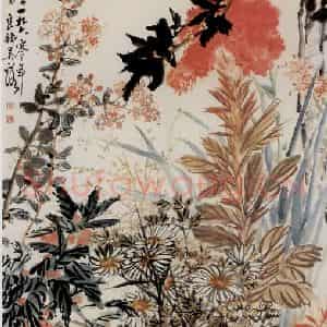 1960年 吴茀之《满园秋色》国画花鸟作品图片鉴赏