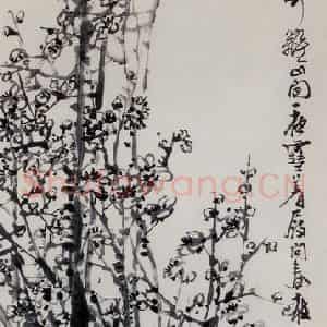 1963年 吴茀之《墨梅》国画花鸟作品图片鉴赏