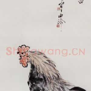 1962年 吴茀之《一场雄鸡天下白》国画花鸟作品图片鉴赏